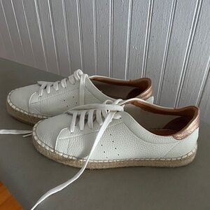 Women's White and Gold Espadrille Sneakers